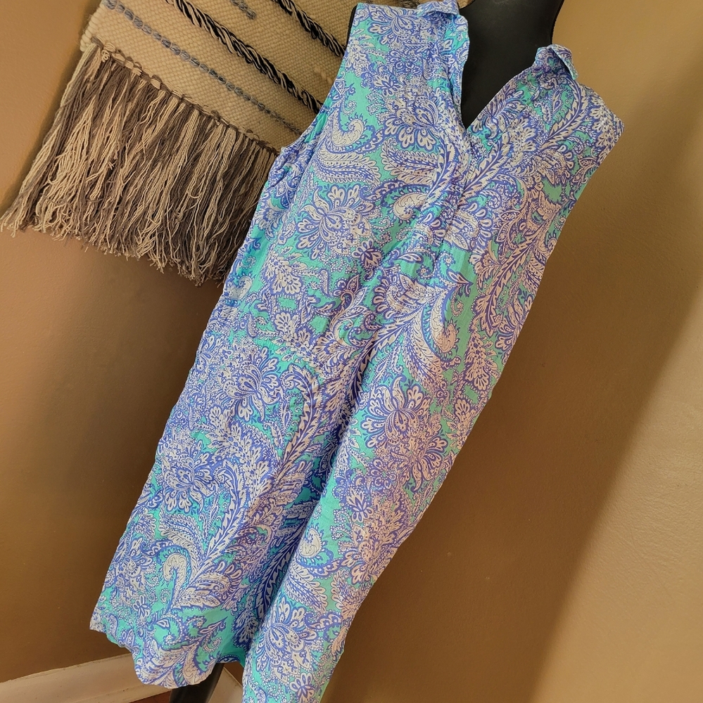 Cynthia Rowley Size 12 Linen Print Dress